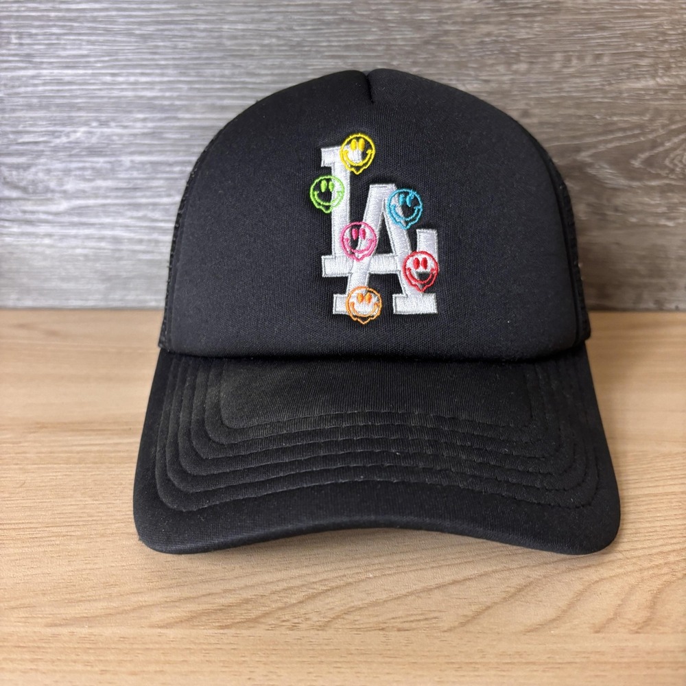 Los Angeles Dodgers Hat Cap Snap Back Mens Black MLB Baseball Trucker LMNTS